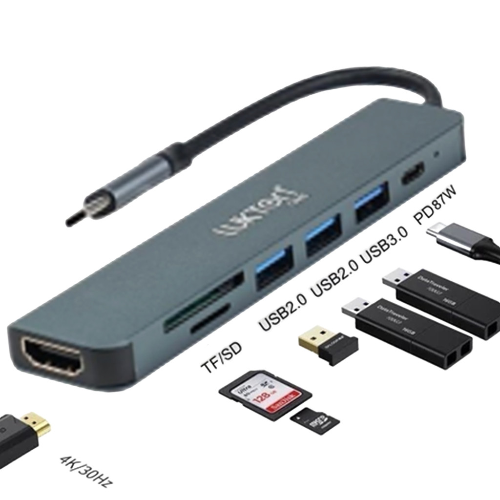 7 Em 1 USB c Hub Splitter Adaptador De Dados USB3.0 Docking