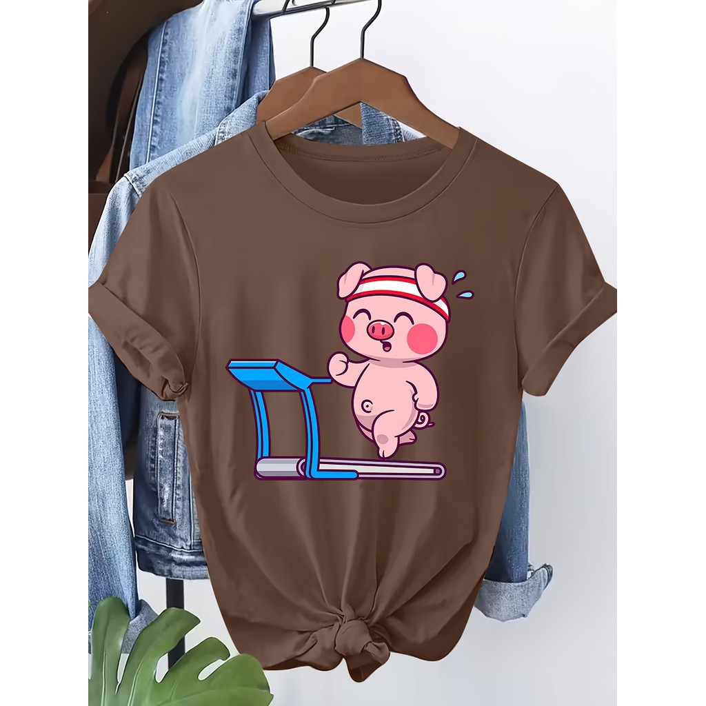 Camiseta Estampada Unissex Masculina Feminina Casual Confortável Camiseta Feminina de Manga Curta com Estampa Fofa de Po