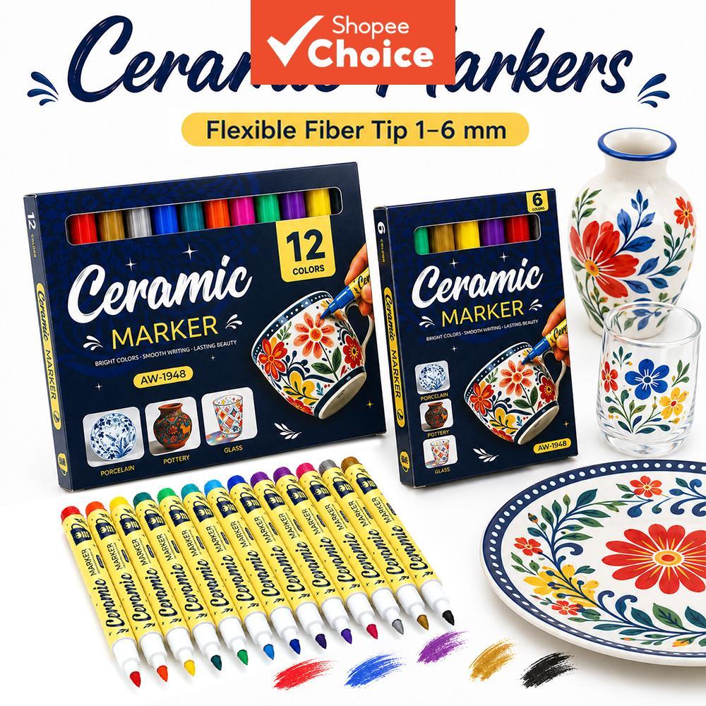 Conjunto De Canetas Marcadoras De Tinta Cerâmica , 12 Cores , Ponta Macia , Marcador De Caneca De Vidro Para