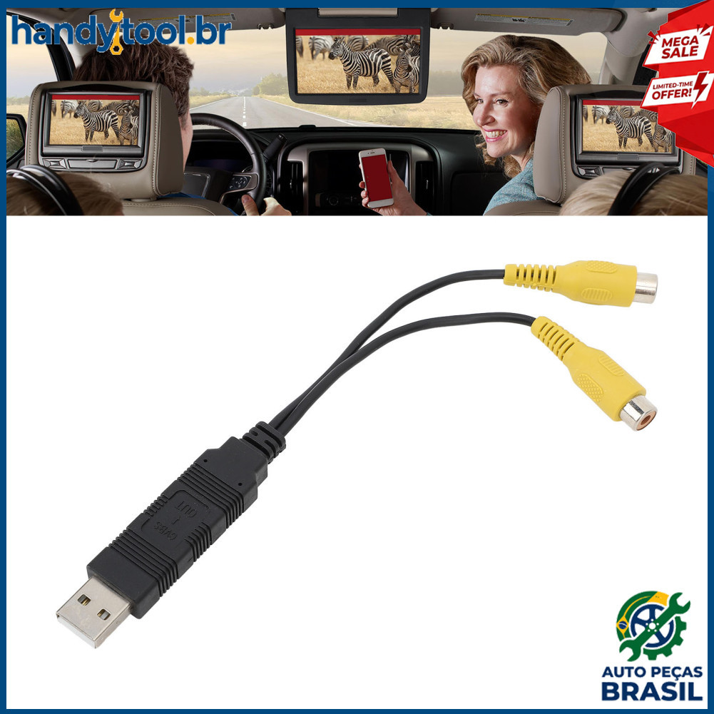 Adaptador de saída de vídeo ERYUE USB para CVBS com transmissão HD para carro estéreo de fácil uso cabo de interface