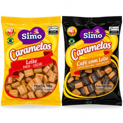 Kit 02 Bala Mast Caramelo Leite E Café Com Leite Simonetto 500g