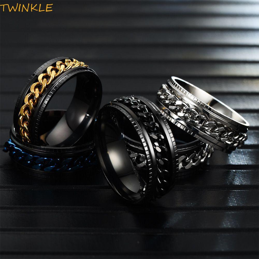 TWINKLEO Anéis De Dedo Coreanos Vintage Simples Fidget Spinner Girando Para Adolescentes Punk Masculinos