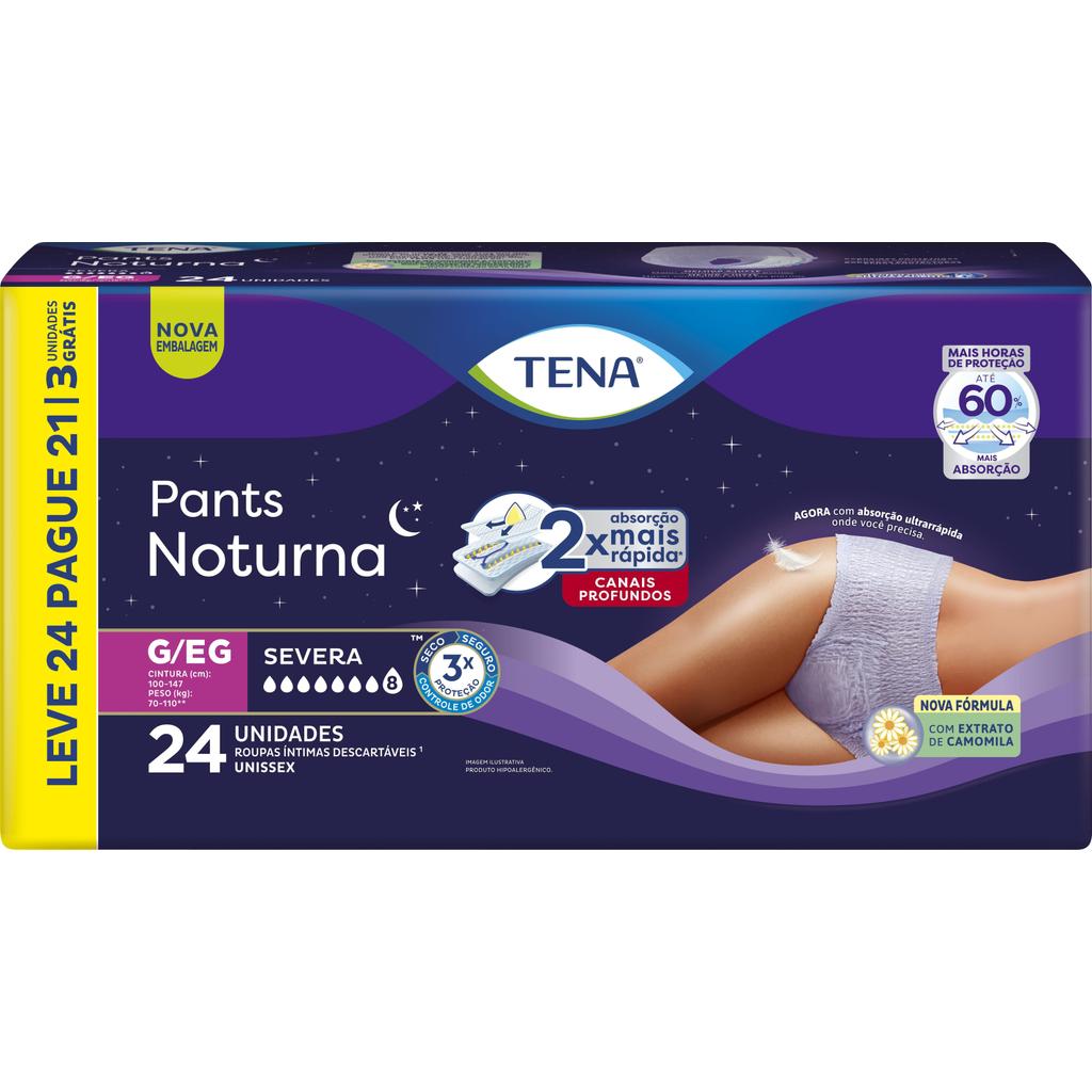 Roupa Íntima Descartável Tena Pants Noturna G/EG Leve 24 Pague 21 Unidades