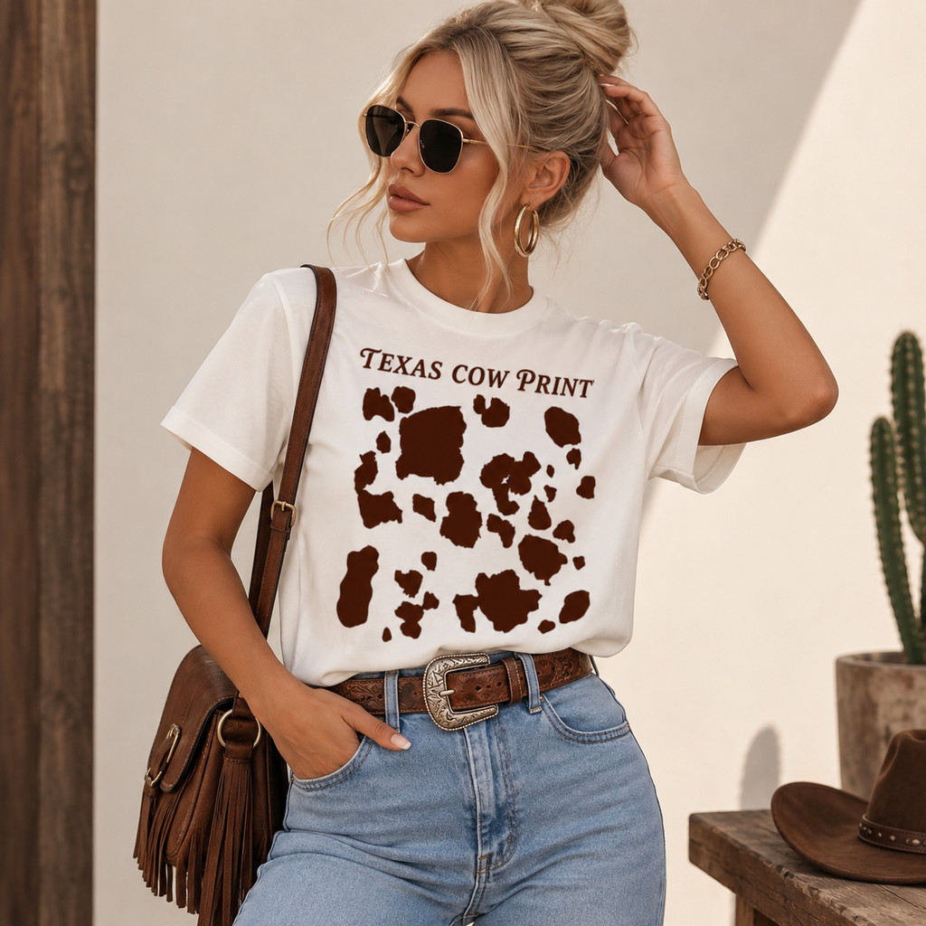 Camiseta Feminina Country Texas 100% Algodão Estampada Cowgirl Western Casual Estilosa Moda Rodeio