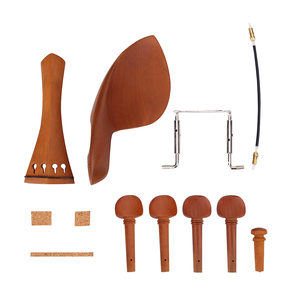 1 conjunto de acessórios para violino de madeira jujuba sem mancha 4/4 apoio de queixo pino final com 3 unidades de