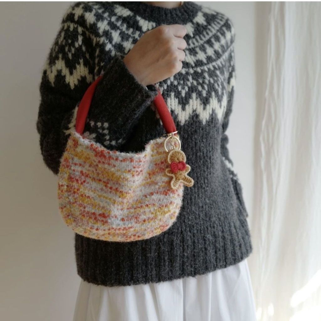 Natal ano novo estilo bonito malha lã bolsa feminina ins requintado