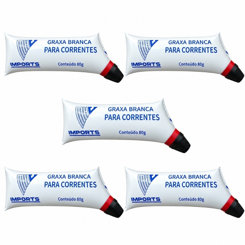 Kit 5X Graxas Lubrificante Para Corrente De Transmissão Branca 80g