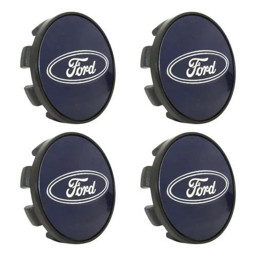 Kit Jogo 4 Calotinhas Miolo Centro De Roda Ford Azul