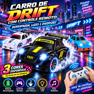 Mini Carrinho RC 1:64 Controle Remoto 2.4G Drift Sensor Inteligente Luzes e Sons Brinquedo Infantil