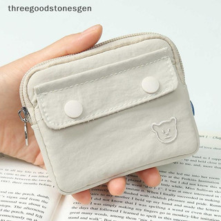 [Trêsgoodstonesgen] Nova carteira de moedas com zíper de nylon, carteira pequena multifuncional, estojo para fones de ou
