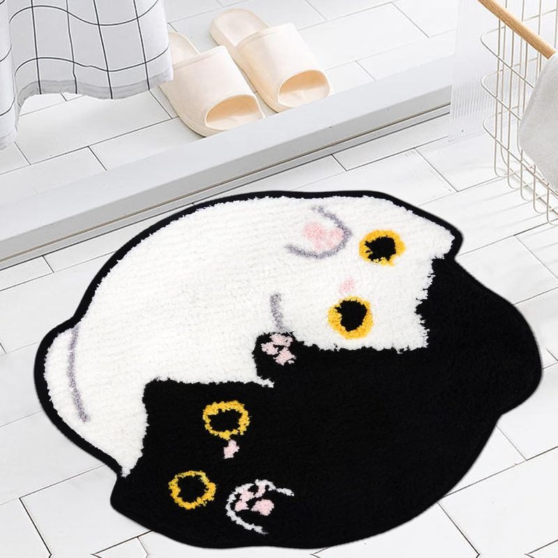 Tapete De Banho Para Gatos , Tapetes Pretos E Brancos 20'x22