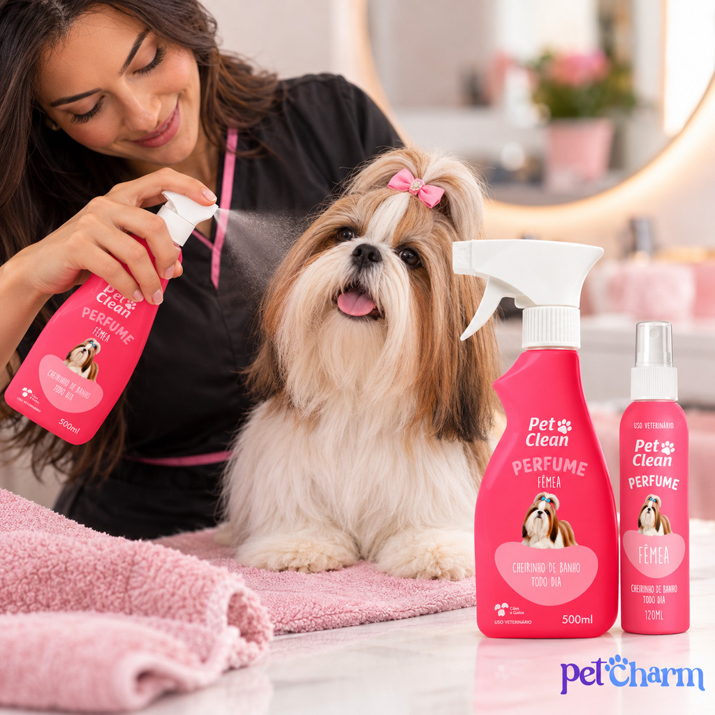 Perfume Para Cães e Gatos Fêmea Colônia Cheiroso 120ml ou 500ml Perfume Para Cachorro Animais Pet — imagem 2 de 2