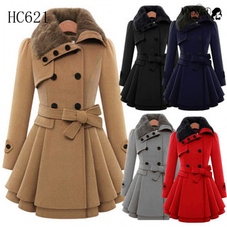 Casaco/Sobretudo Feminino Mysweetgirl com Lapela/Estilo Coreano/Outono/Inverno HL550 Casaco/Sobretudo Feminino com Lapel