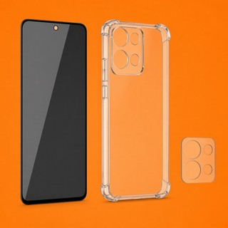 Kit 3 Em 1 Moto G75 5g Película Privativa Anti Espião 3d + Capa Silicone Reforçada + Vidro Câmera Qualidade Premium