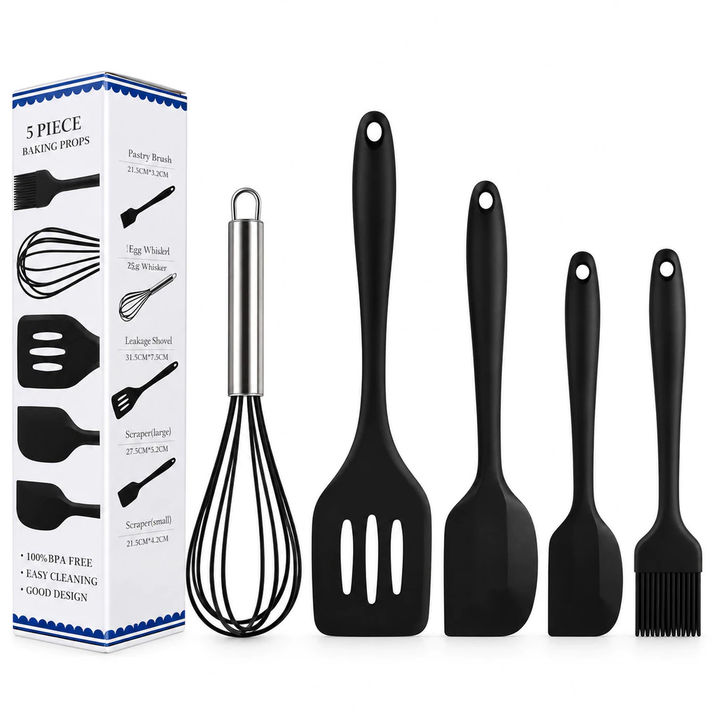 Conjunto Culinário De Silicone Confeitaria 5 Peças Fue Espátula Vazada Raspando — imagem 1