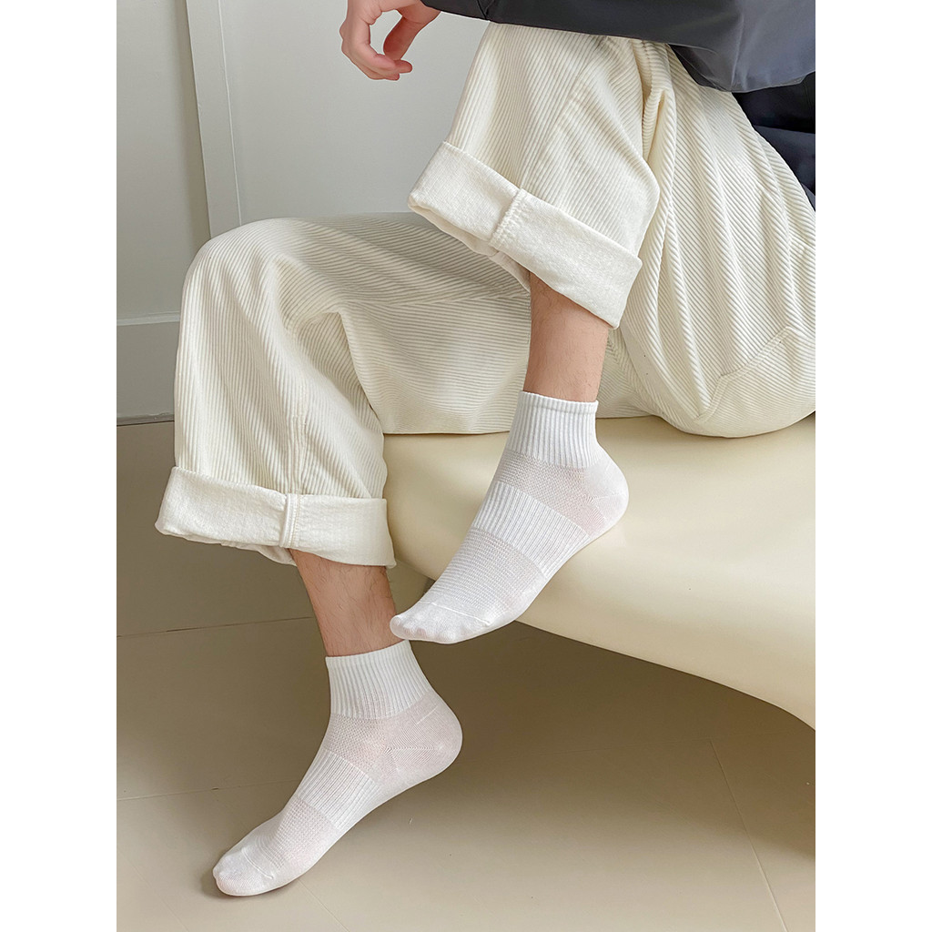 Meias Anti-Pilling masculinas tubo médio baixo respirável ins meias esportivas cintura estilo Preppy malha de cano baixo