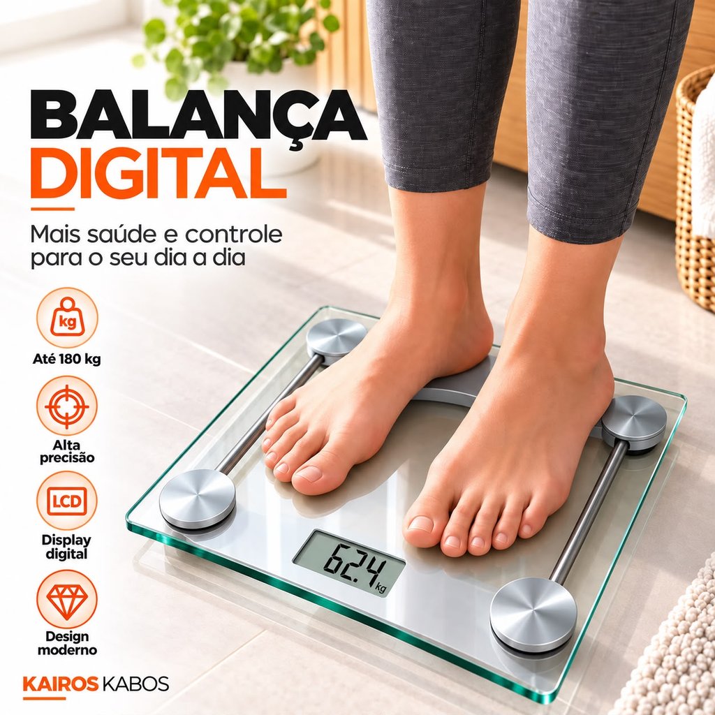 Balança Corporal Digital Vidro Temperado Para Banheiro