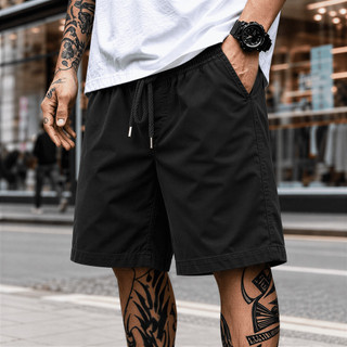 Bermuda Sarja Masculina Casual Reta Bolsos Cós Elástico Verão Dia a Dia Trabalho Passeio Brim Comfort Premium