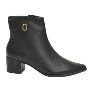 Bota de Couro Cano Curto Salto Bloco Feminino Via Marte 231-008-01 Preto