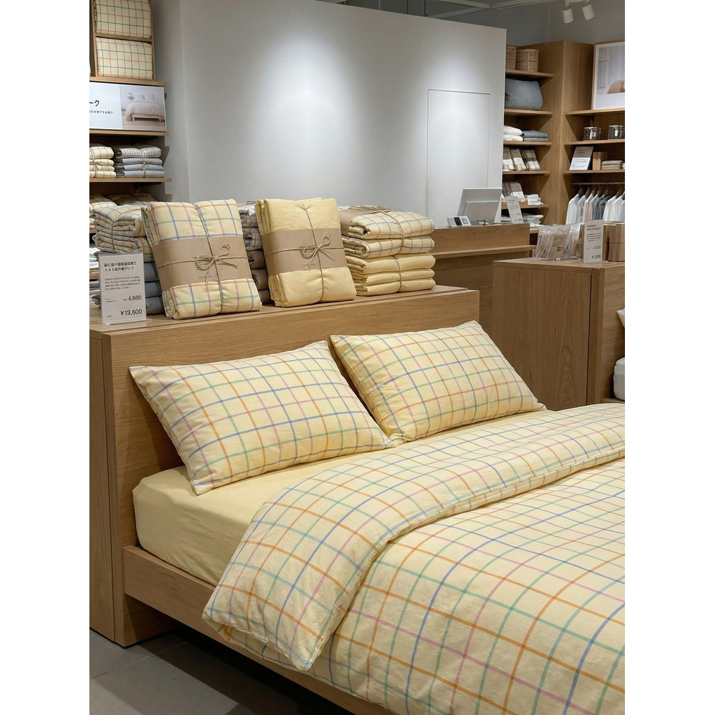 Primavera verão novo estilo Muji conjunto de quatro peças dupla camada gaze puro algodão puro respirável colcha capa fol