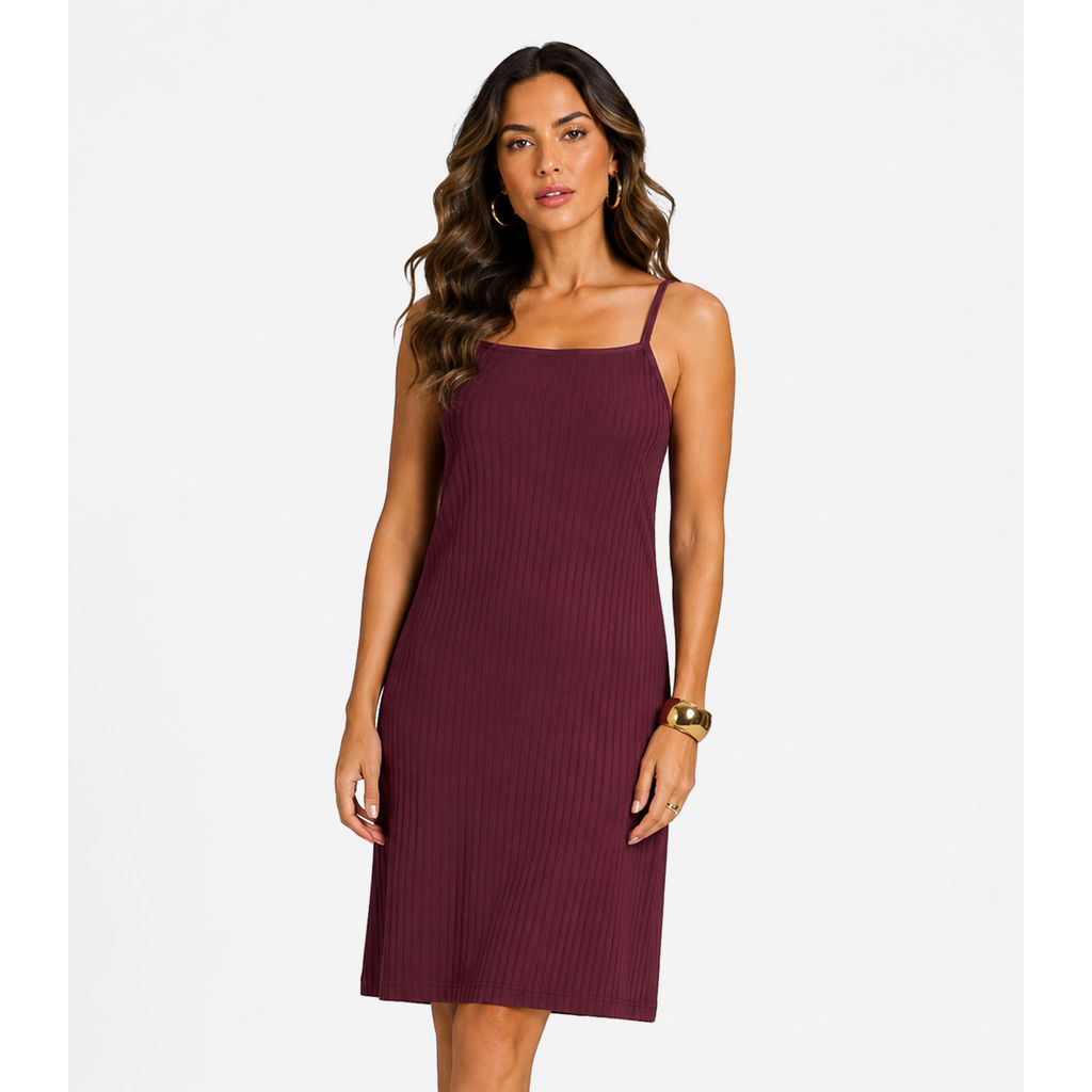 Vestido Canelado De Alça Select Vermelho