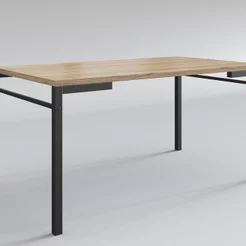 Mesa para Sala de Jantar 6 Lugares Retangular Estilo Industrial MDP Attenza Preto/Amadeirado