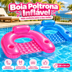 Boia Cadeira/Poltrona Inflável para Adulto Azul – Piscina e Lazer 1,28mX 84cm