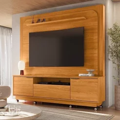 Estante para TV e Home Theater até 75 Polegadas 200CMX197,5cm 2 Portas 1 Gaveta Nilo Marrom Cinamomo Cinamomo