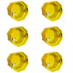 Kit Com 6 Caixas Sextavadas De Embutir 3x3 Amarela - Cx33103