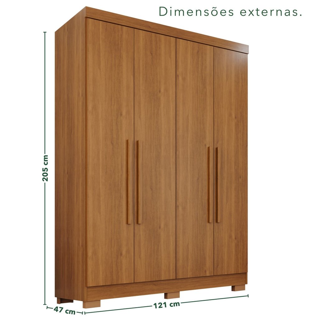 Guarda-Roupa Solteiro 4 Portas 2 Gavetas com Pés França Cinamomo Cinamomo · foto 2