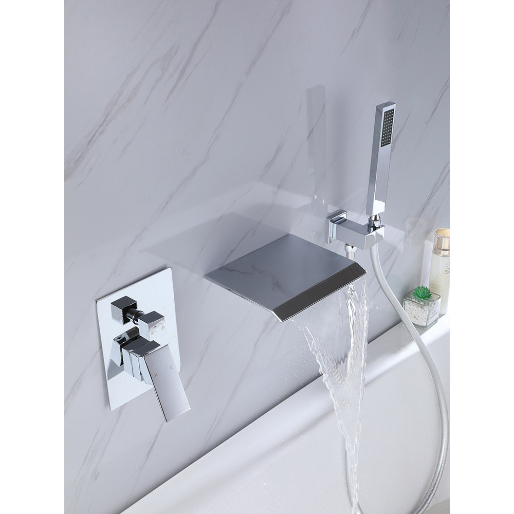 Novo produto nórdico cachoeira tipo torneira da banheira escondida quente e fria tipo na parede preto tipo embutido cabe