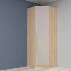 Guarda Roupa Modulado Canto Oblíquo 1 Porta San Diego Bege/Aveiro Oak/Cinza Urbano Cinza