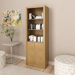 Armário Alto para Escritório 171,5x60cm com 2 Portas e 5 Prateleiras ME4110 Marrom Amêndoa