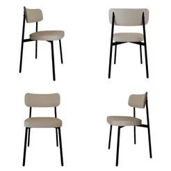 Cadeira Fixa com 4 Pés 50 x 44,7 x 83,8 cm com 4 Unidades Alloa Branco/Palha Palha