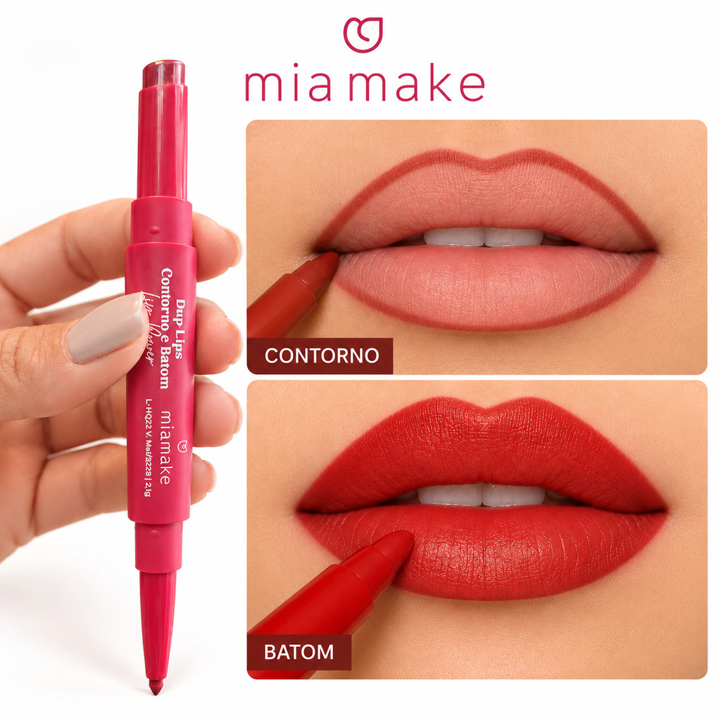 Duo Lips Contorno e Batom Hidratante Alta Pigmentação Miamake