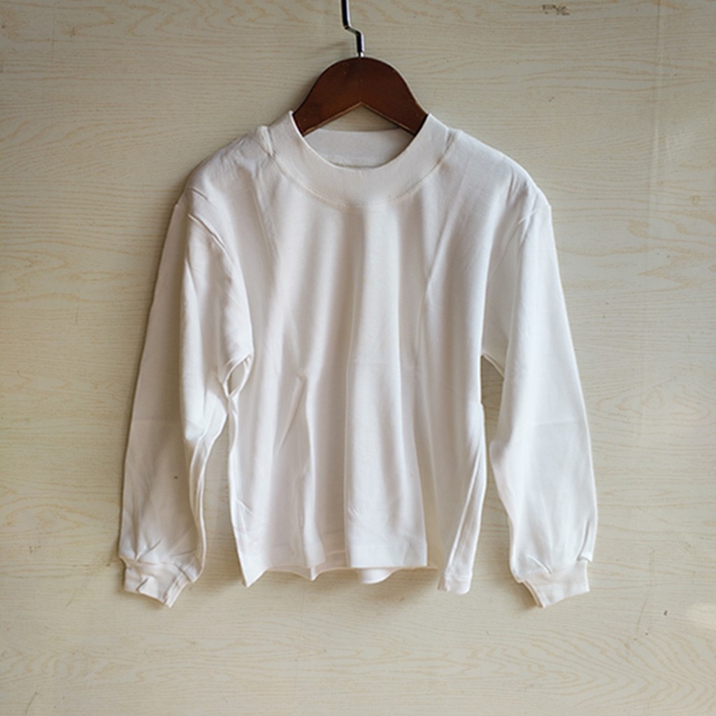 V6 algodão crianças branco manga comprida camiseta pequeno em torno do pescoço primavera outono roupa interior exterior 