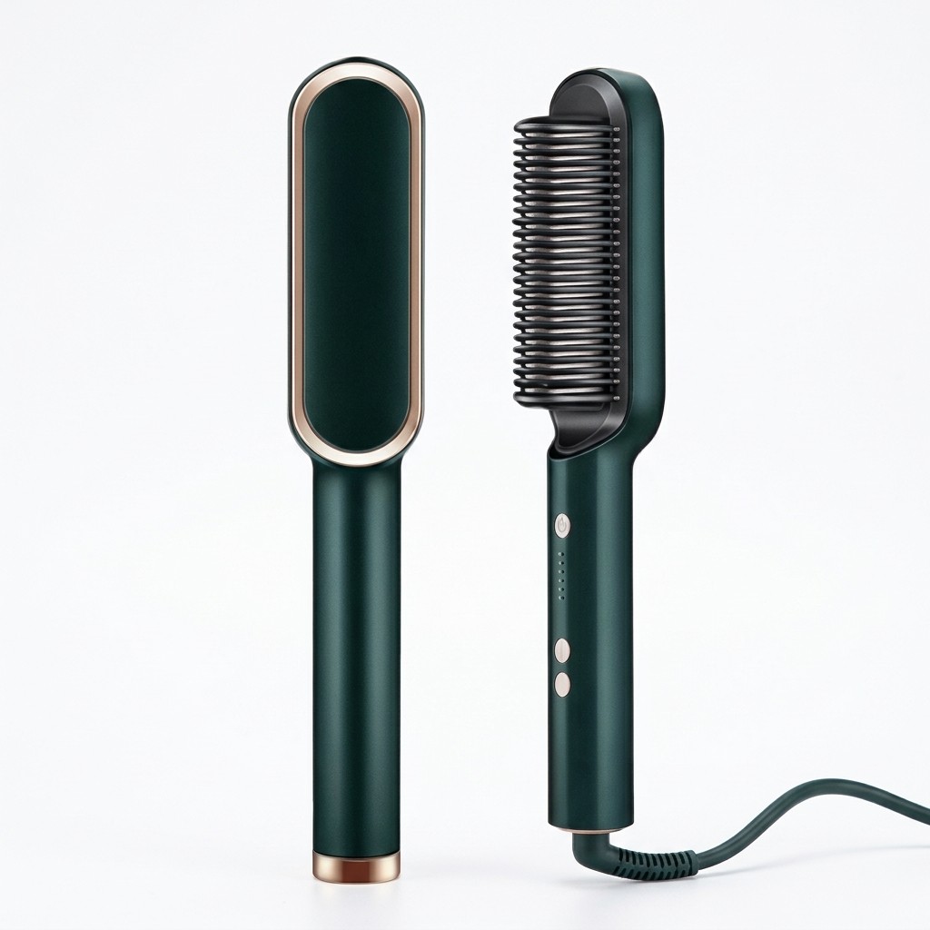 Escova Alisadora De Cabelo Elétrica Bivolt Verde Com Aquecimento