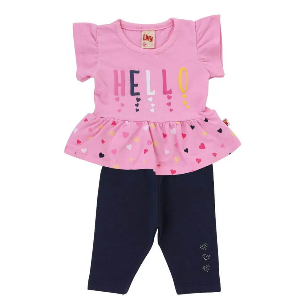 Conjunto Livy Manga Curta + Legging Em Cotton Com Estampa em Oferta na Shopee