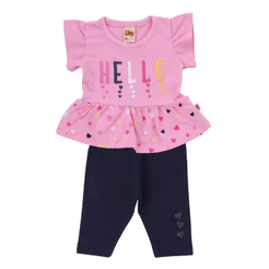 Conjunto Livy Manga Curta + Legging Em Cotton Com Estampa