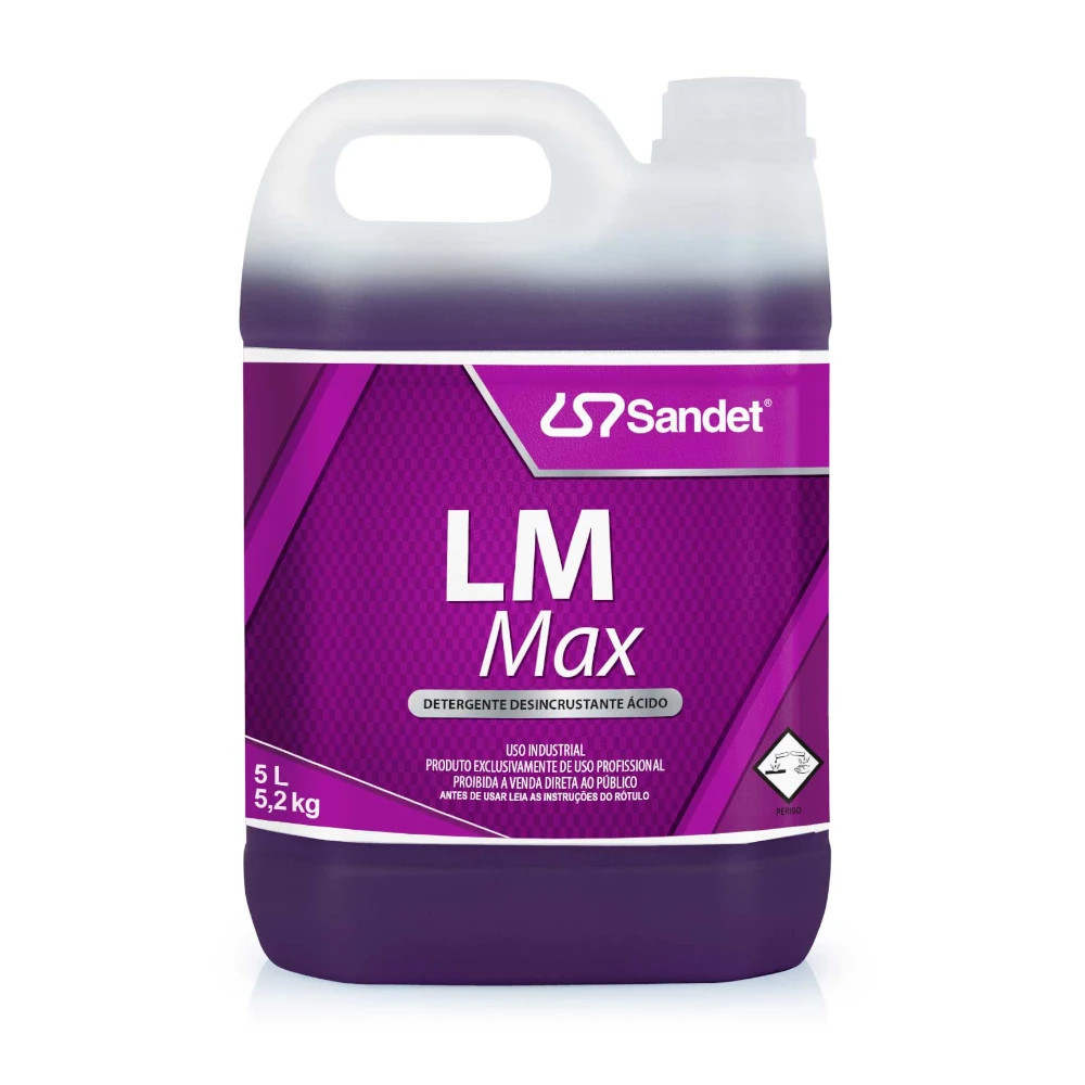 Desincrustante Ácido LM Max Sandet 5L Super Concentrado Limpeza Pesada Profissional