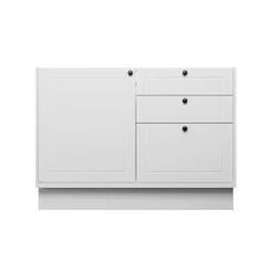 Balcão Cozinha MDF Herval Viana, 1 Porta e 3 gavetas, Branco Ártico, 120 cm