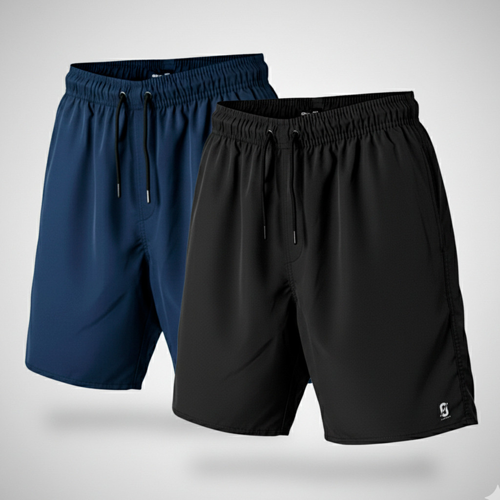 Kit 2 Bermudas Masculina Plus Size Com Elastano Tam 50 Ao 60 Tactel com Elastano Tamanho Grande