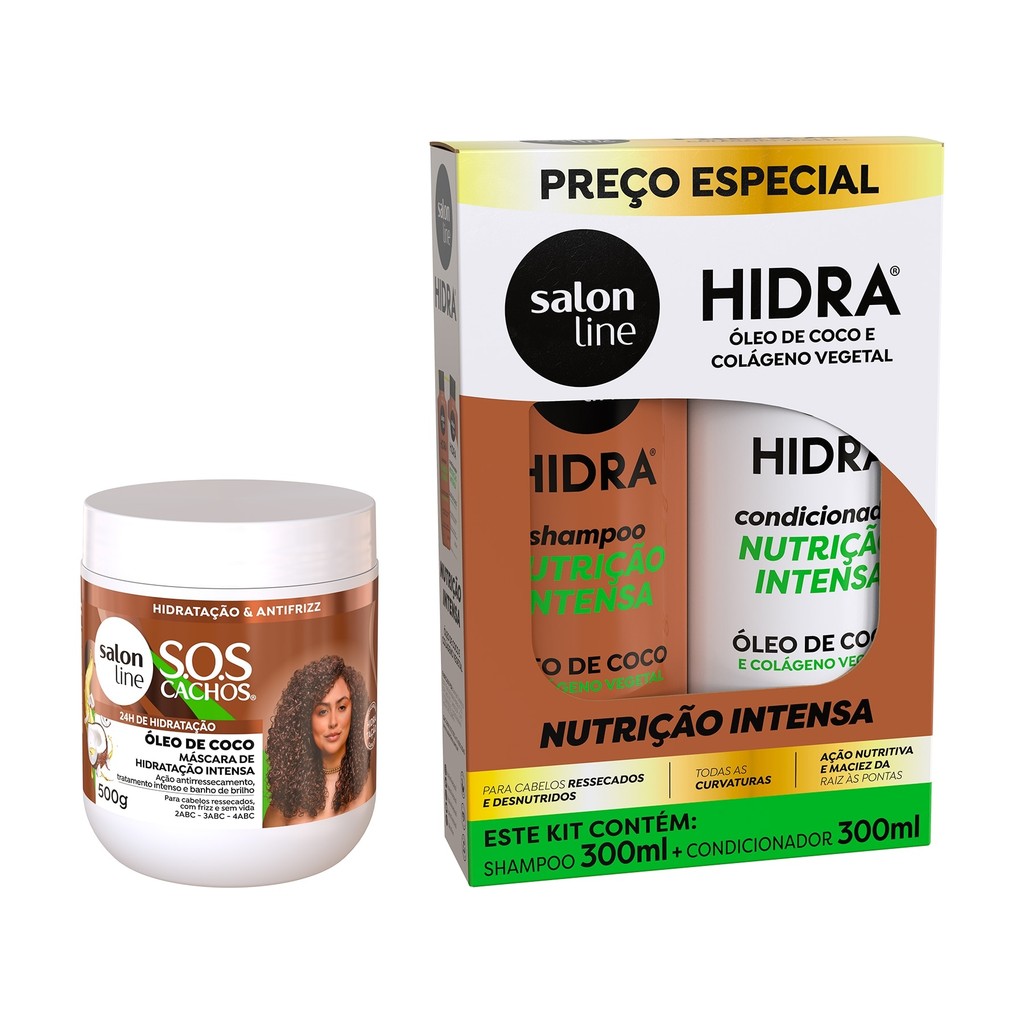 Hidratação de Coco para Cabelos Cacheados e Crespos - Salon Line