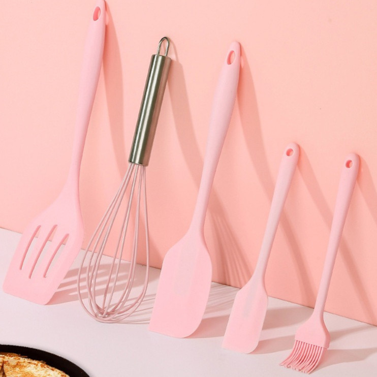 Kit 5 Peças Utensílios de Cozinha Silicone Colher Espátula Fue Espátula Pequena Pincel em Oferta na Shopee