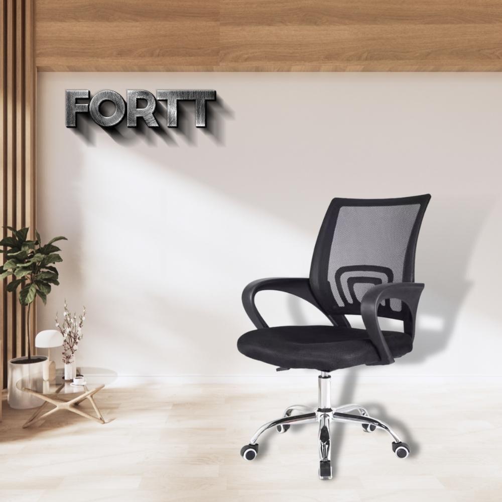 Cadeira De Escritório Secretária Base Cromada Com Rodinha Fortt Lisboa Preta - Csf02-p em Oferta na Shopee