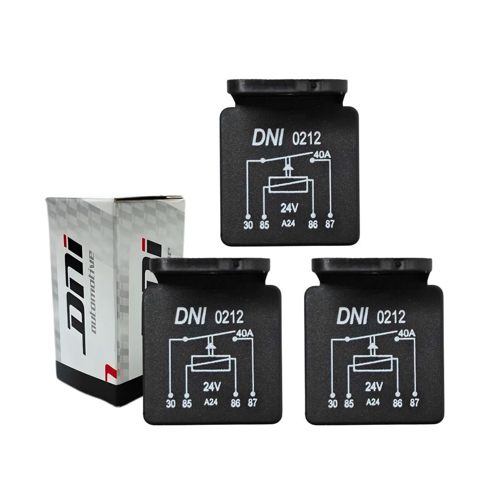 Kit 3 Rele Auxiliar Universal 40a 24v Com Suporte 4 Terminais Uso Geral Caminhões e Onibus DNI 0212