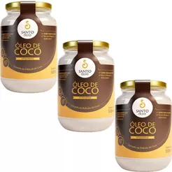 Kit 3X Óleo de Coco Extra Virgem de Película - 500ml - Santo Óleo