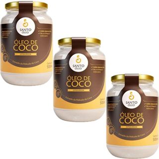 Kit 3X Óleo de Coco Extra Virgem de Película - 500ml - Santo Óleo em Oferta na Shopee