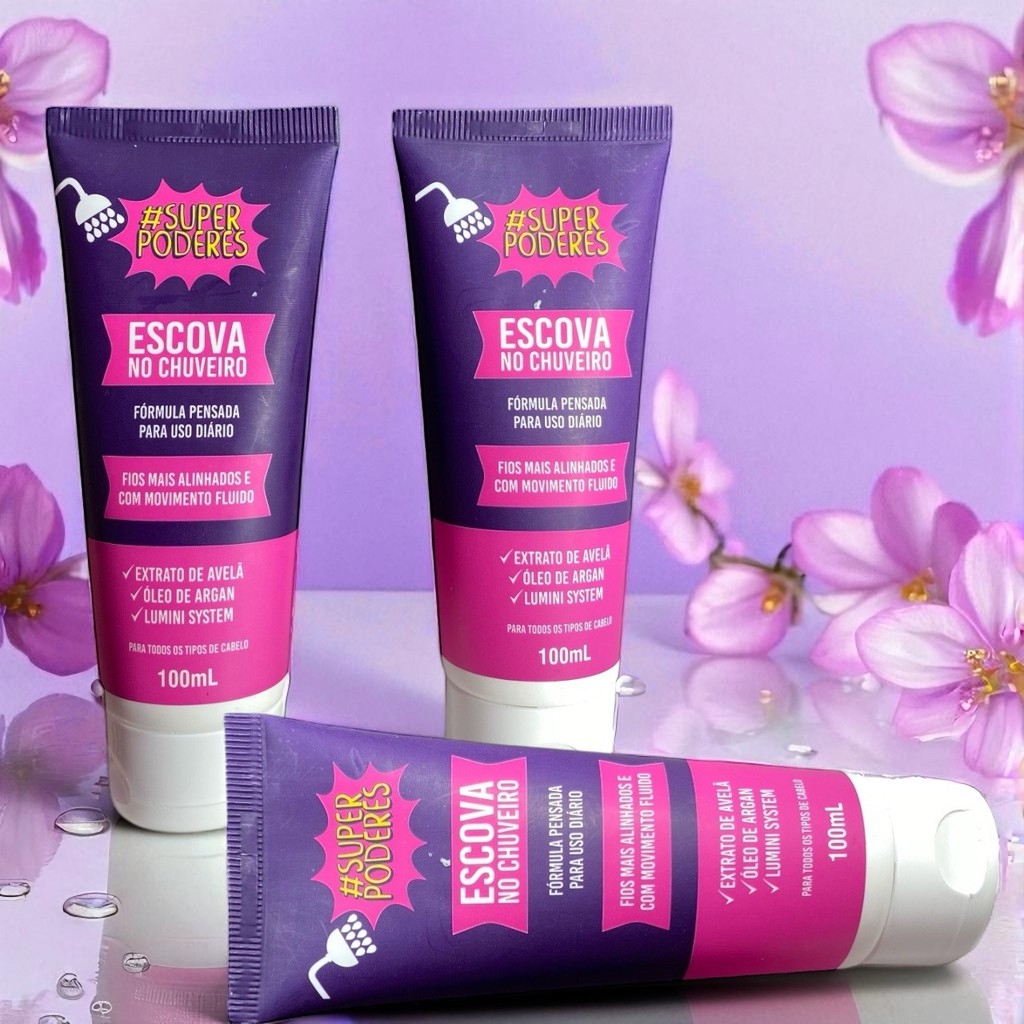 Escova Progressiva de Chuveiro Sem Formol Super Poderes Cabelo Liso Instantâneo -Original e Envio Imediato