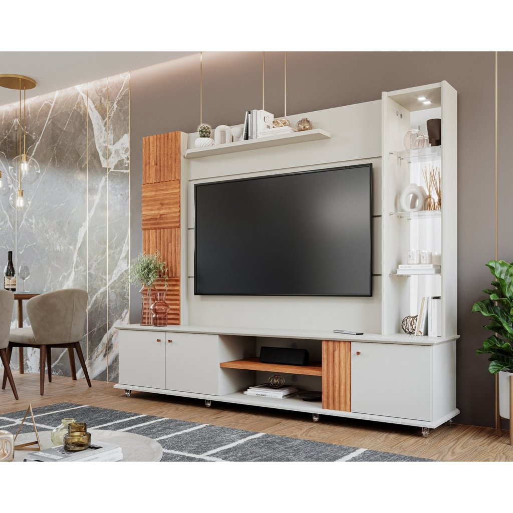 Estante Home para Tv até 60 Polegadas com Led 3 Portas Bahamas 100% MDF em Oferta na Shopee